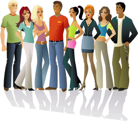 Vibrant Characters of University Campus Life PNG