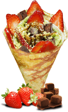 Delicious Matcha Powder Strawberry Dessert Crepe PNG