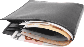 Classic Leather Wallet with Cash and Cards PNG