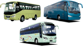 Colorful Collection of Modern Buses PNG