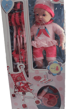 Adorable Baby Stroller Doll Set for Creative Play PNG