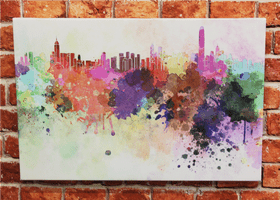 Vibrant City Skyline in Splashes of Color PNG