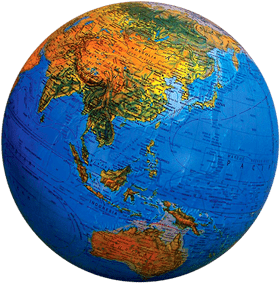 Vibrant Globe of Asia and Oceania PNG