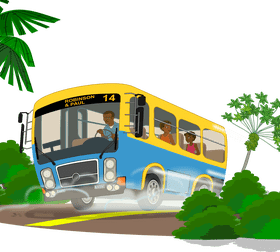 Sunny Journey on the Colorful Bus PNG