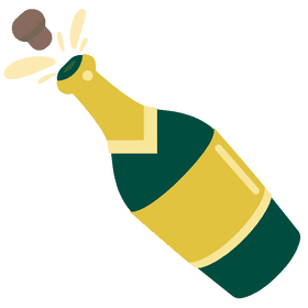 Celebratory Champagne Bottle with Popping Cork PNG