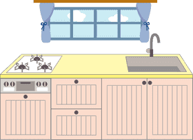 Charming Kitchen Island with Modern Appliances PNG