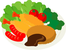 Delicious Food Platter Fresh Greens and Crispy Treats PNG