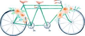 Floral Tandem Bicycle Adventure PNG