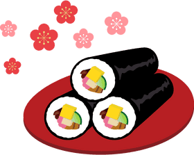 Delicious Sushi Rolls with Colorful Toppings PNG
