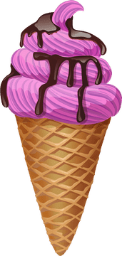 Delightful Chocolate Drizzle Ice Cream Cone PNG