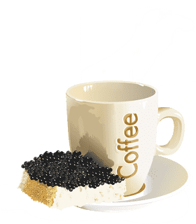 Coffee Cup Delight with Sweet Treats PNG