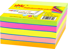 Neon Color Sticky Note Cube Set PNG