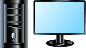 Modern Desktop Computer Setup with Monitor and Tower PNG