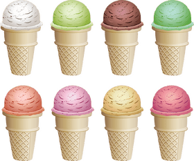 Delightful Ice Cream Cone Variety PNG