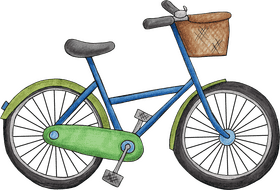 Charming Bicycle with a Basket for Adventures PNG