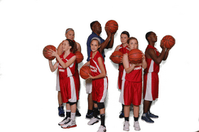 Teamwork and Skill in Basketball Action PNG