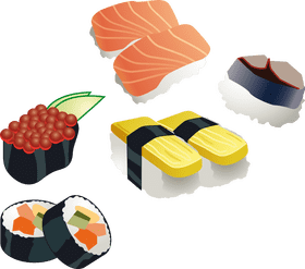 Sushi Delights A Flavorful Journey of Rolls and Fish PNG