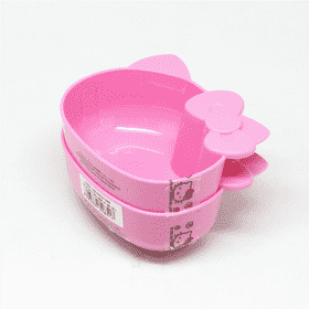 Charming Pink Oatmeal Bowl Set with Cat Ears PNG