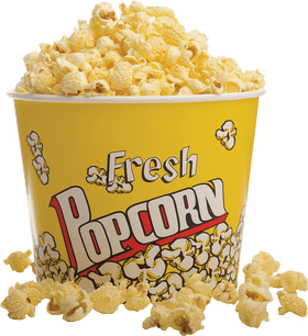 Classic Yellow Popcorn Bucket of Deliciousness PNG