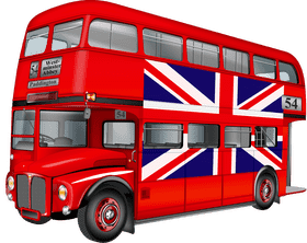 Classic London Bus with Union Jack Design PNG