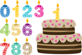 Colorful Birthday Cake and Candles Celebration PNG