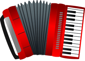 Vibrant Red Musical Instrument Accordion PNG