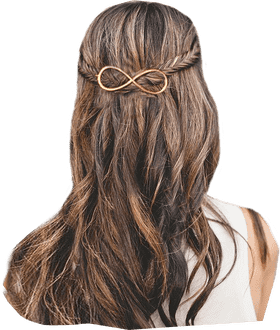 Elegant Hairdo with Infinity Symbol Accent PNG