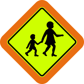 Child Safety Crossing Zone Sign PNG