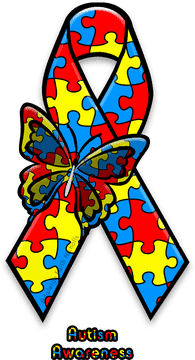 Colorful Autism Awareness Ribbon with Butterfly Design PNG