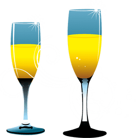 Elegant Wine Bottle Celebration Glasses PNG