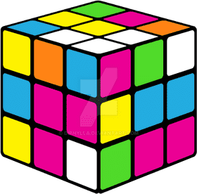 Vibrant Puzzle Cube of Colors and Challenge PNG