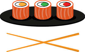 Sushi Rolls Delight on a Plate PNG