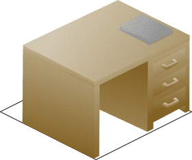 Stylish Office Desk with Storage Drawers PNG