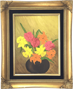 Elegant Floral Art Photo Frame Display PNG