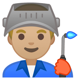 Skilled Factory Worker with Welding Tools PNG