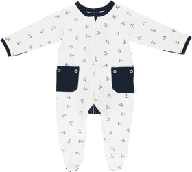 Navy Anchor-Themed Baby Bodysuit Outfit PNG