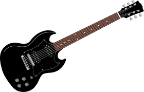 Sleek Black Electric Guitar with Stylish Design PNG