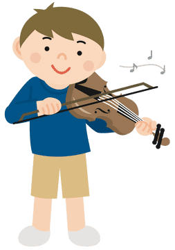 Joyful Boy Playing the Violin PNG