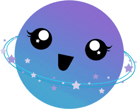 Smiling Dreamy Planet with Stars PNG
