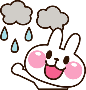 Joyful Bunny Embracing Gentle Rain PNG