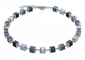 Blue Serenity Puzzle Cube Necklace PNG