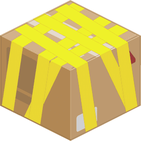 Securely Wrapped Cardboard Box with Yellow Tape PNG