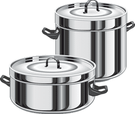 Shiny Metal Plant Pot Duo PNG