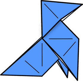 Graceful Origami Crane in Elegant Blue PNG