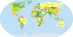 Colorful World Map of Countries and Regions PNG