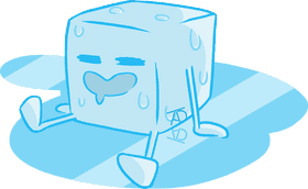 Cheerful Ice Cube Melting in the Sun PNG