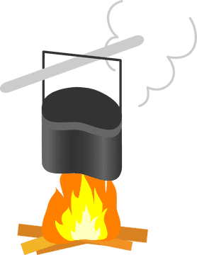 Campfire Cooking A Pot in the Flames PNG