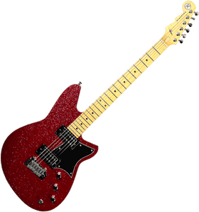 Sparkling Red Electric Guitar in Shimmering Finish PNG