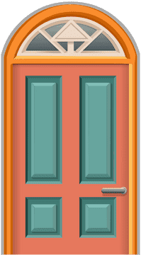 Charming Colorful Front Door Design PNG