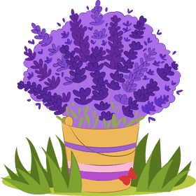 Charming Lavender Field Bouquet in a Basket PNG